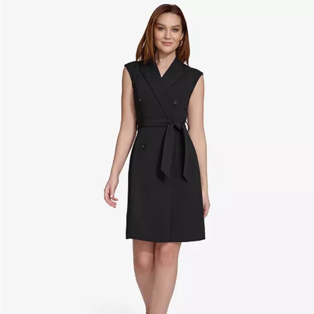 Calvin Klein Black Sleeveless Blazer Dress